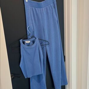 Blue Knit Tank and Pants Set